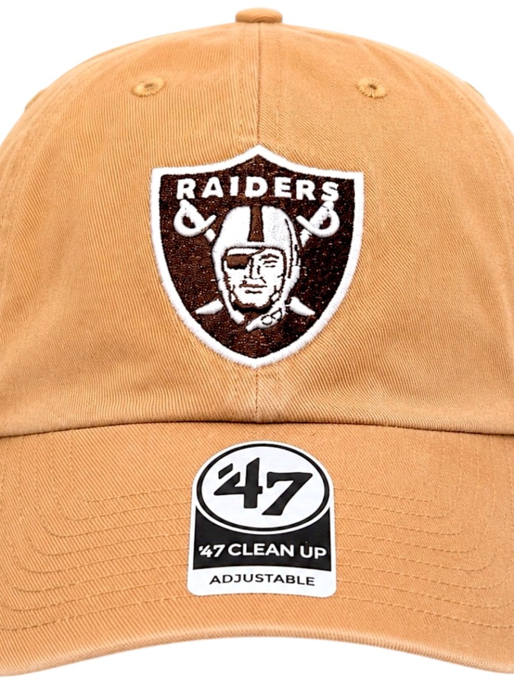 47 Brand Las Vegas Raiders Clean Up Hat Tan Adjustable NFL Dad Cap OSFA